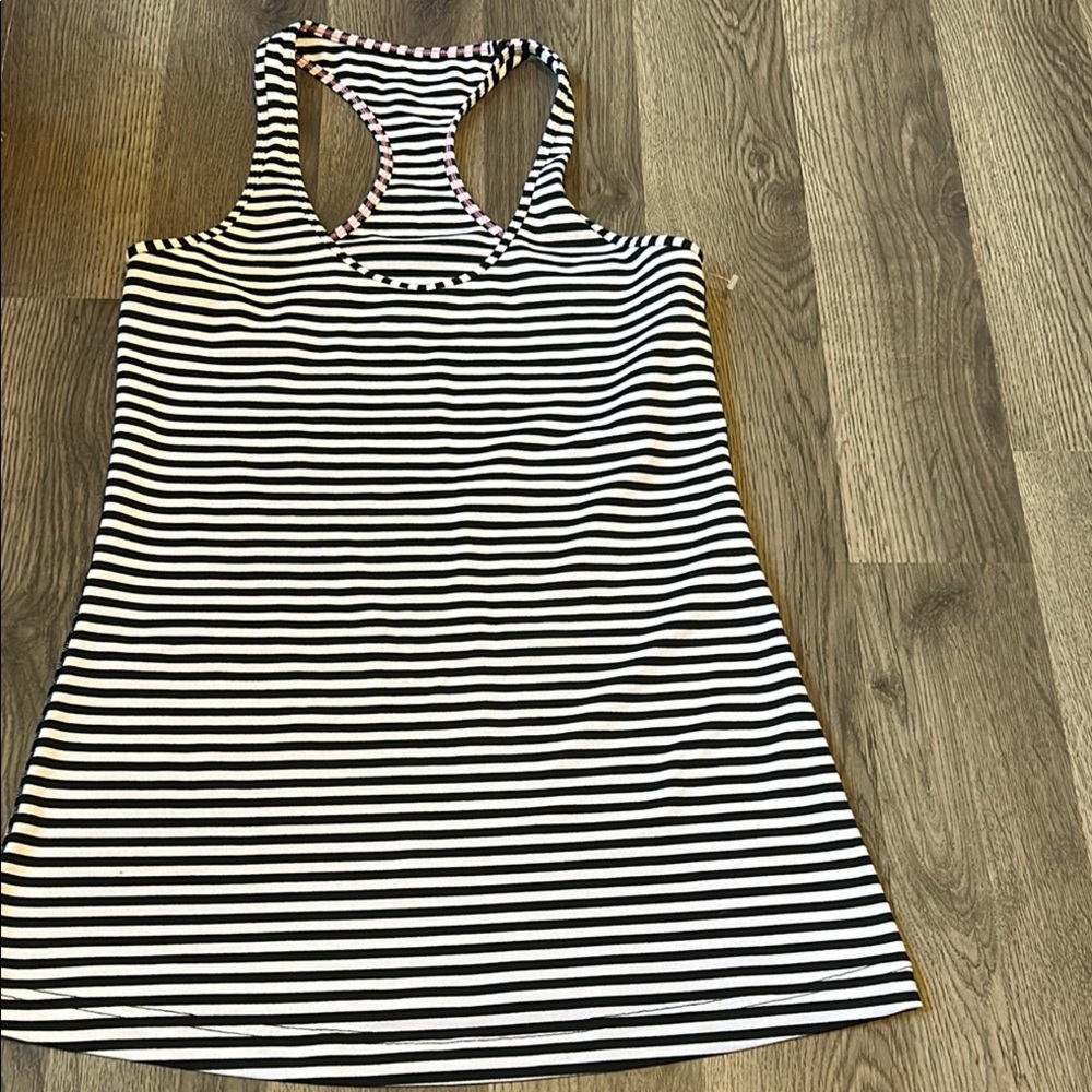 lululemon athletica Black and White Striped Tank Top